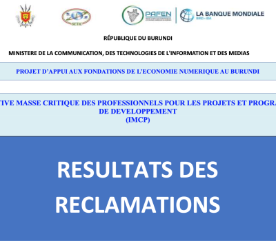 IMCP RÉSULTATS DES RECLAMATIONS – CANDIDATURES A LA COHORTE UNE